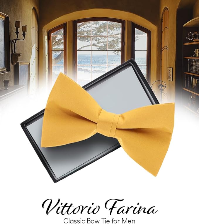 Solid Bow Tie in a Box by Vittorio Farina (basic - bow - tie - peach) for Independent Retail Stores by Dubal Brothers