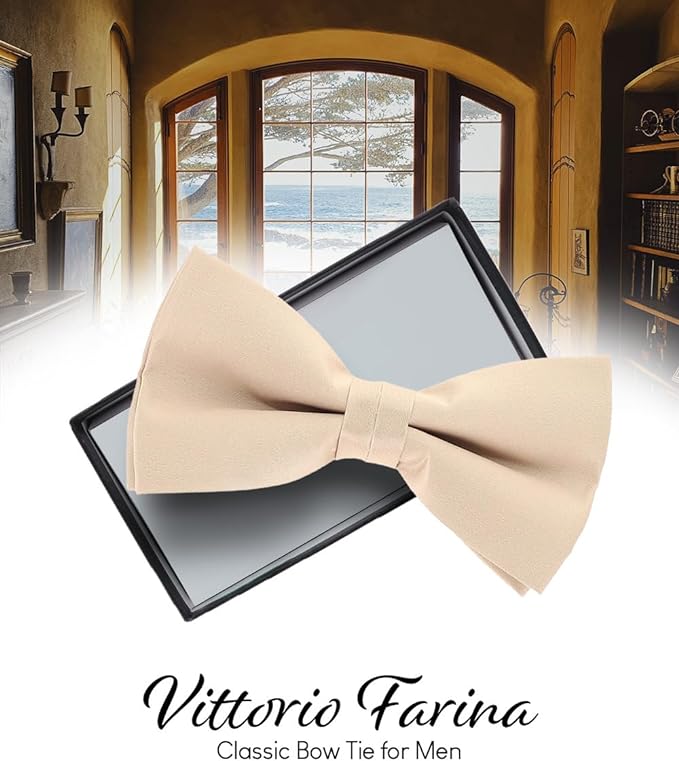 Solid Bow Tie in a Box by Vittorio Farina (basic - bow - tie - rose - gold) for Independent Retail Stores by Dubal Brothers