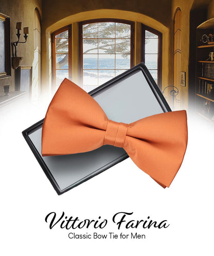 Solid Bow Tie in a Box by Vittorio Farina (basic - bow - tie - rose - gold) for Independent Retail Stores by Dubal Brothers