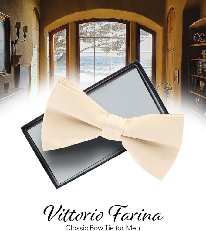 Solid Bow Tie in a Box by Vittorio Farina (basic - bow - tie - taupe) for Independent Retail Stores by Dubal Brothers
