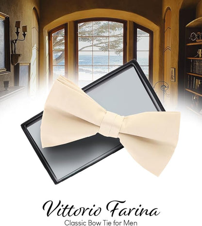Solid Bow Tie in a Box by Vittorio Farina (basic - bow - tie - taupe) for Independent Retail Stores by Dubal Brothers
