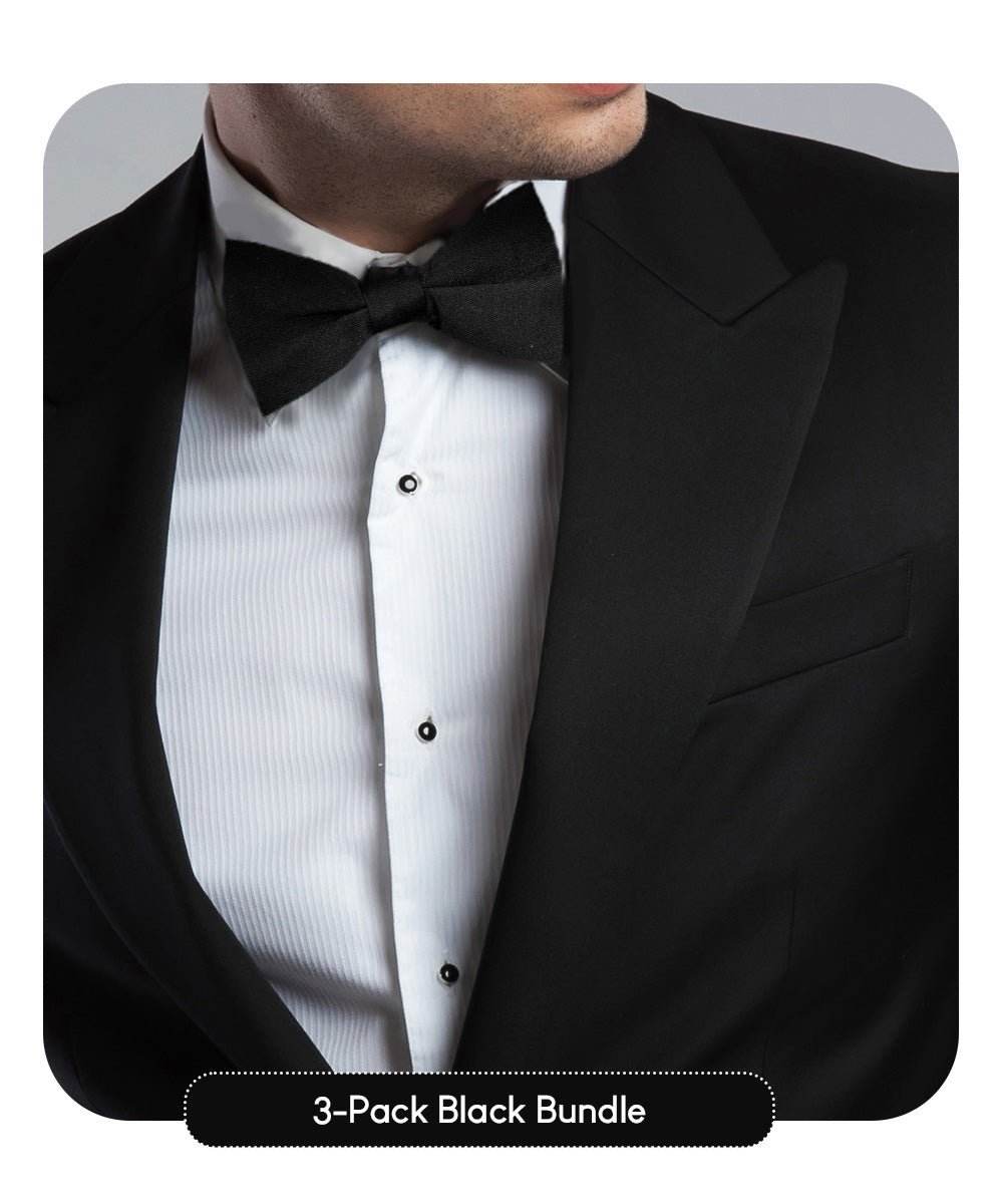 Solid Bow Tie in a Box (Multipacks) by Vittorio Farina - Black - Wholesale Bow Tie & Pocket Square by Dubal Brothers