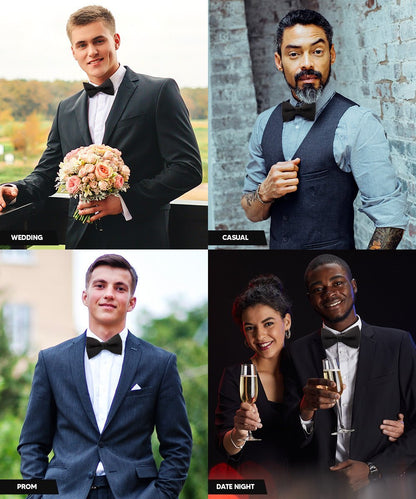 Solid Bow Tie in a Box (Multipacks) by Vittorio Farina - Black - Wholesale Bow Tie & Pocket Square by Dubal Brothers