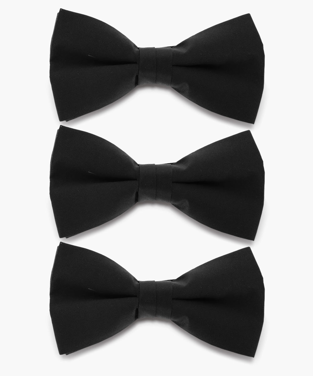 Solid Bow Tie in a Box (Multipacks) by Vittorio Farina - Black - Wholesale Bow Tie & Pocket Square by Dubal Brothers