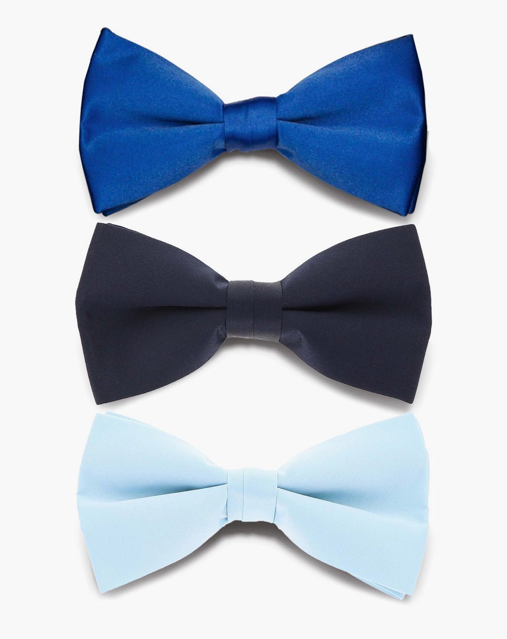 Solid Bow Tie in a Box (Multipacks) by Vittorio Farina - Royal Blue/Navy Blue/Sky Blue - Wholesale Bow Tie & Pocket Square by Dubal Brothers