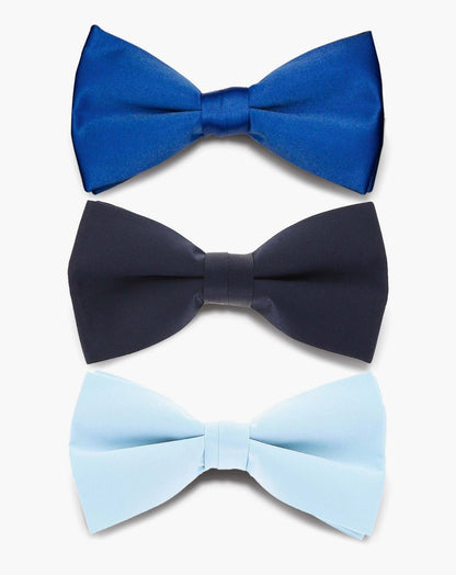 Solid Bow Tie in a Box (Multipacks) by Vittorio Farina - Royal Blue/Navy Blue/Sky Blue - Wholesale Bow Tie & Pocket Square by Dubal Brothers