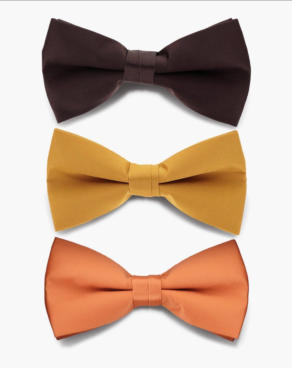 Solid Bow Tie in a Box (Multipacks) by Vittorio Farina - Brown/Mustard/Burnt Orange - Wholesale Bow Tie & Pocket Square by Dubal Brothers