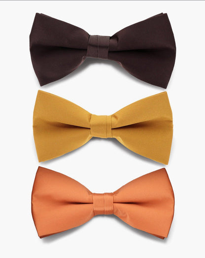 Solid Bow Tie in a Box (Multipacks) by Vittorio Farina - Brown/Mustard/Burnt Orange - Wholesale Bow Tie & Pocket Square by Dubal Brothers