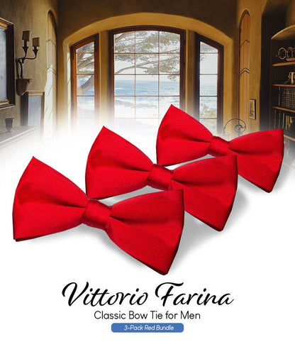 Solid Bow Tie in a Box (Multipacks) by Vittorio Farina - Red - Wholesale Bow Tie & Pocket Square by Dubal Brothers