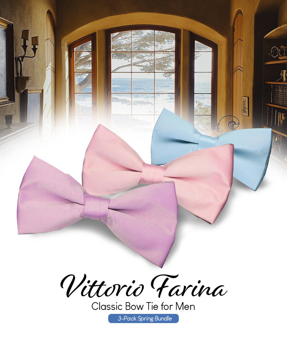 Solid Bow Tie in a Box (Multipacks) by Vittorio Farina - Sky Blue/Pink/Lavender - Wholesale Bow Tie & Pocket Square by Dubal Brothers
