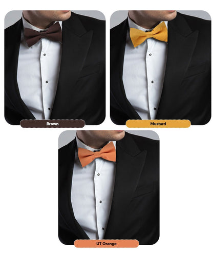 Solid Bow Tie in a Box (Multipacks) by Vittorio Farina - Brown/Mustard/Burnt Orange/Rust Red/French Blue - Wholesale Bow Tie & Pocket Square by Dubal Brothers