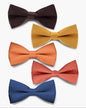 Solid Bow Tie in a Box (Multipacks) by Vittorio Farina - Brown/Mustard/Burnt Orange/Rust Red/French Blue - Wholesale Bow Tie & Pocket Square by Dubal Brothers