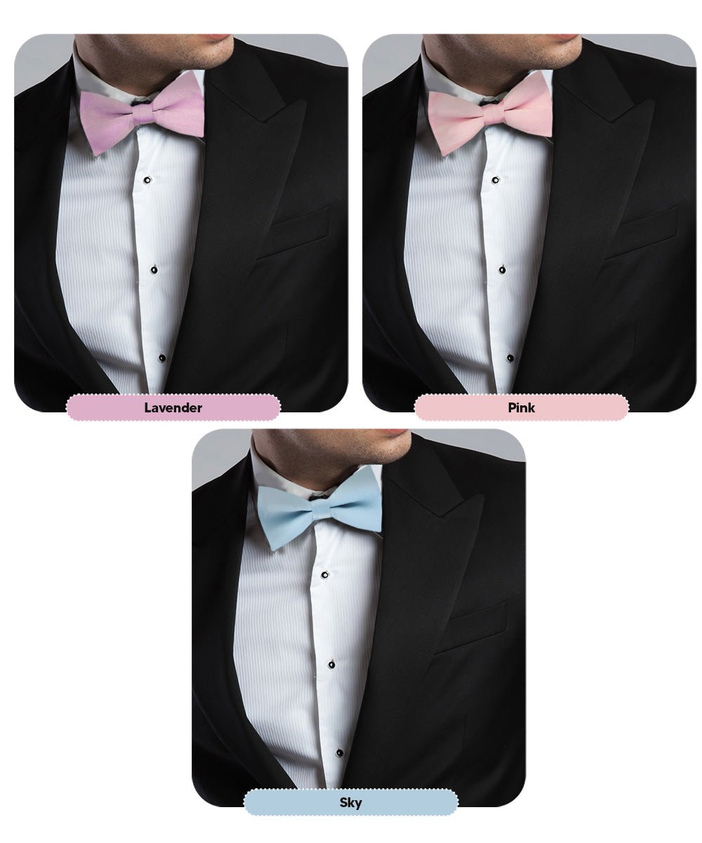 Solid Bow Tie in a Box (Multipacks) by Vittorio Farina - Sky Blue/Pink/Lavender/Maize/Mint Green - Wholesale Bow Tie & Pocket Square by Dubal Brothers