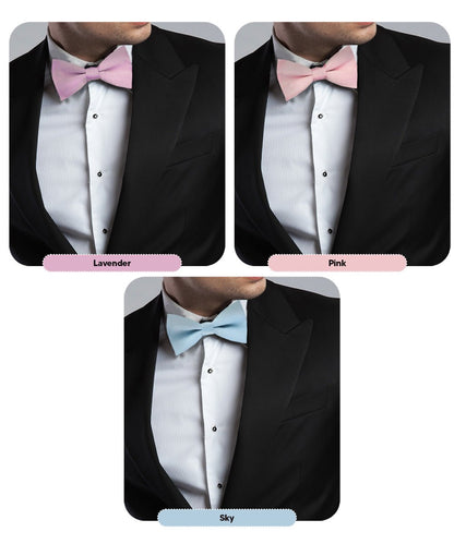 Solid Bow Tie in a Box (Multipacks) by Vittorio Farina - Sky Blue/Pink/Lavender/Maize/Mint Green - Wholesale Bow Tie & Pocket Square by Dubal Brothers