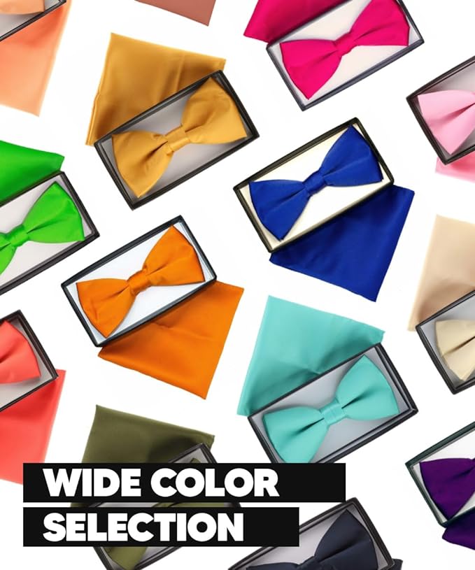 Solid Bow Tie & Pocket Square in a Box by Vittorio Farina (basic - bow - tie - hanky - aqua) for Independent Retail Stores by Dubal Brothers