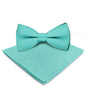 Solid Bow Tie & Pocket Square in a Box by Vittorio Farina (basic - bow - tie - hanky - aqua) for Independent Retail Stores by Dubal Brothers
