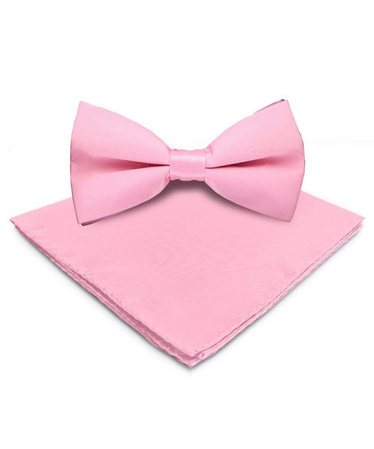 Solid Bow Tie & Pocket Square in a Box by Vittorio Farina (basic - bow - tie - hanky - bbg - pink) for Independent Retail Stores by Dubal Brothers