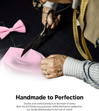 Solid Bow Tie & Pocket Square in a Box by Vittorio Farina (basic - bow - tie - hanky - bbg - pink) for Independent Retail Stores by Dubal Brothers