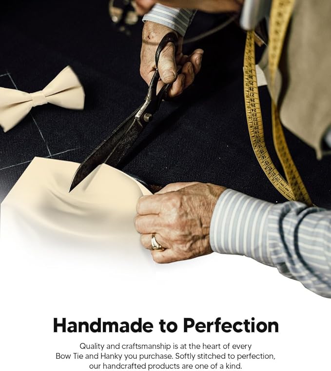 Solid Bow Tie & Pocket Square in a Box by Vittorio Farina (basic - bow - tie - hanky - beige) for Independent Retail Stores by Dubal Brothers