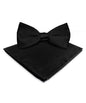 Solid Bow Tie & Pocket Square in a Box by Vittorio Farina (basic - bow - tie - hanky - black) for Independent Retail Stores by Dubal Brothers