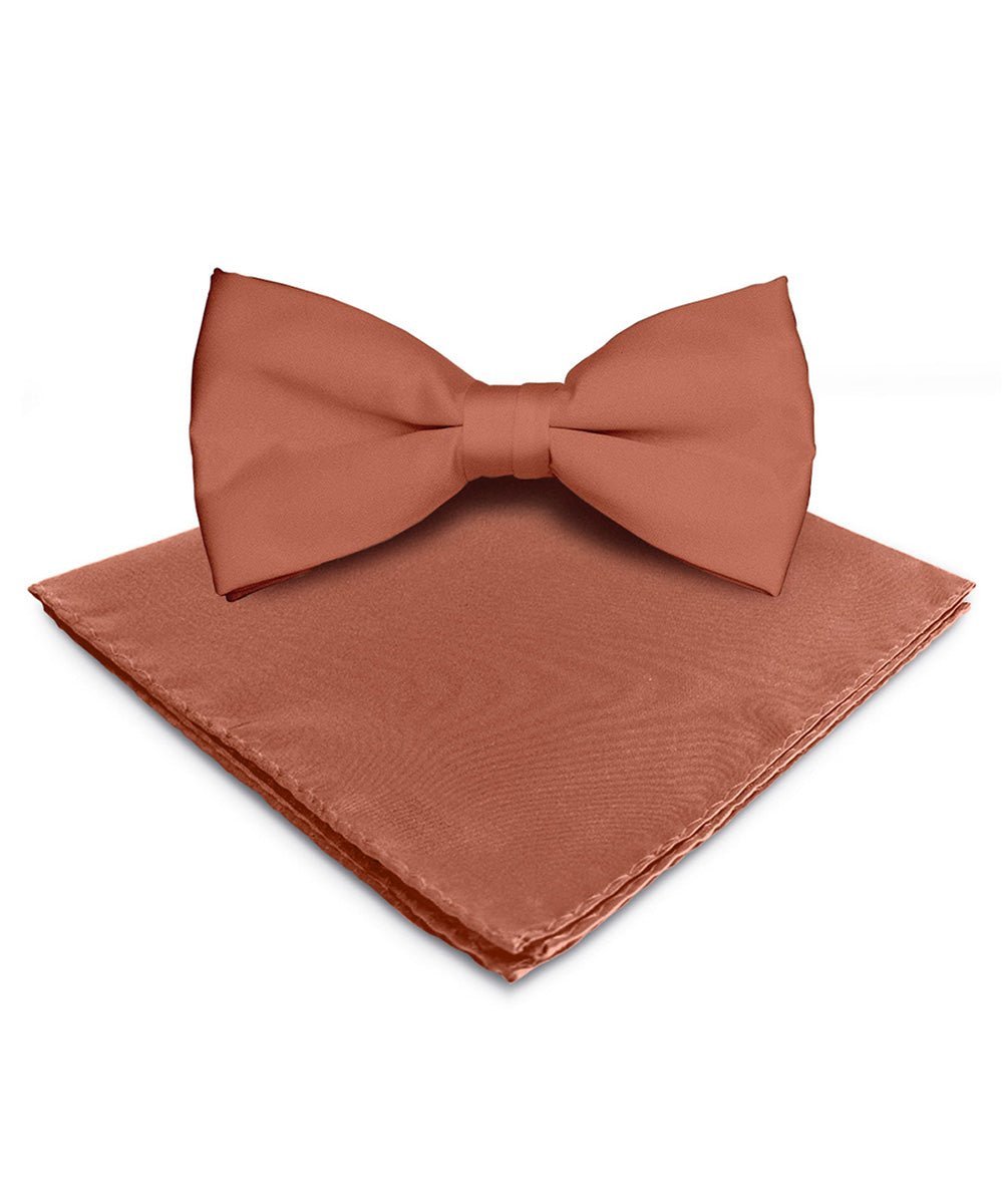 Solid Bow Tie & Pocket Square in a Box by Vittorio Farina (basic - bow - tie - hanky - blush) for Independent Retail Stores by Dubal Brothers