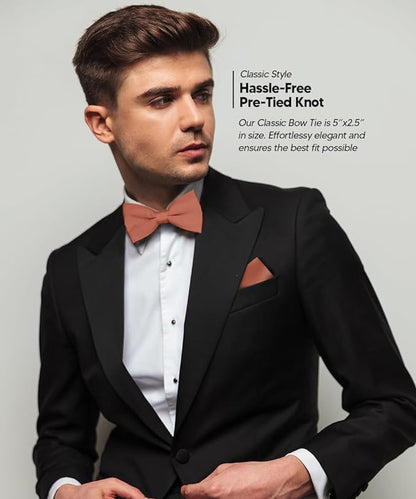 Solid Bow Tie & Pocket Square in a Box by Vittorio Farina (basic - bow - tie - hanky - blush) for Independent Retail Stores by Dubal Brothers