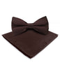 Solid Bow Tie & Pocket Square in a Box by Vittorio Farina (basic - bow - tie - hanky - brown) for Independent Retail Stores by Dubal Brothers