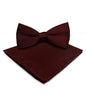 Solid Bow Tie & Pocket Square in a Box by Vittorio Farina (basic - bow - tie - hanky - burgundy) for Independent Retail Stores by Dubal Brothers