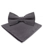 Solid Bow Tie & Pocket Square in a Box by Vittorio Farina (basic - bow - tie - hanky - charcoal) for Independent Retail Stores by Dubal Brothers