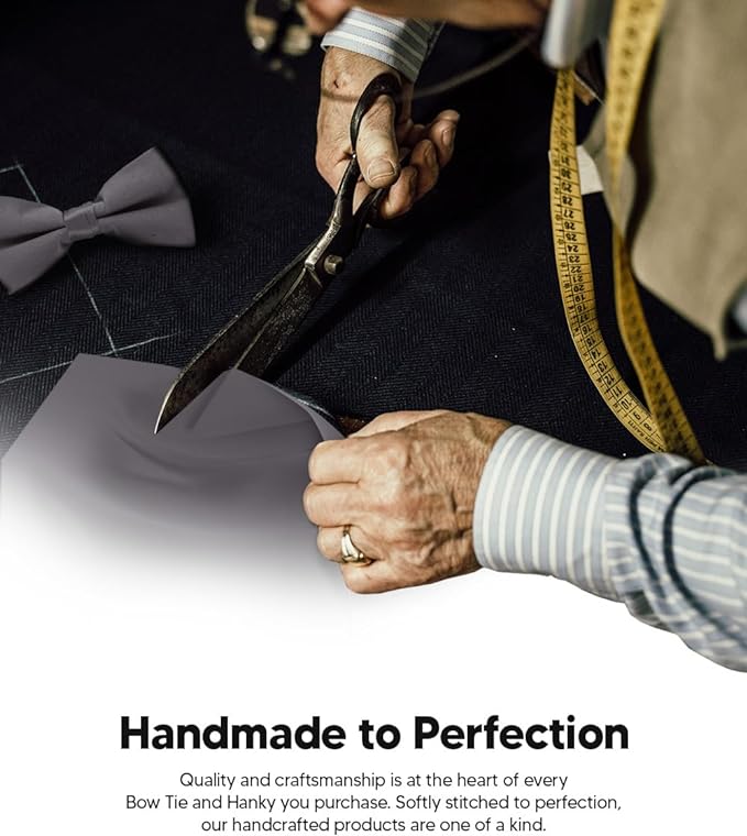 Solid Bow Tie & Pocket Square in a Box by Vittorio Farina (basic - bow - tie - hanky - charcoal) for Independent Retail Stores by Dubal Brothers