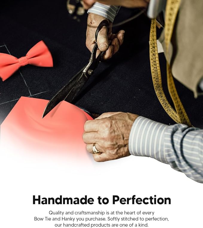 Solid Bow Tie & Pocket Square in a Box by Vittorio Farina (basic - bow - tie - hanky - coral) for Independent Retail Stores by Dubal Brothers