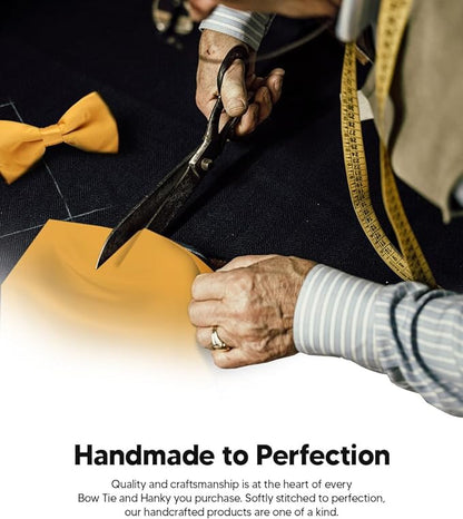 Solid Bow Tie & Pocket Square in a Box by Vittorio Farina (basic - bow - tie - hanky - gold) for Independent Retail Stores by Dubal Brothers