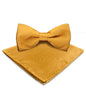 Solid Bow Tie & Pocket Square in a Box by Vittorio Farina (basic - bow - tie - hanky - gold) for Independent Retail Stores by Dubal Brothers