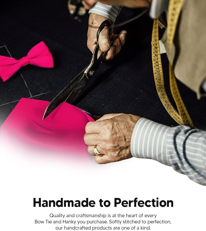 Solid Bow Tie & Pocket Square in a Box by Vittorio Farina (basic - bow - tie - hanky - hot - pink) for Independent Retail Stores by Dubal Brothers