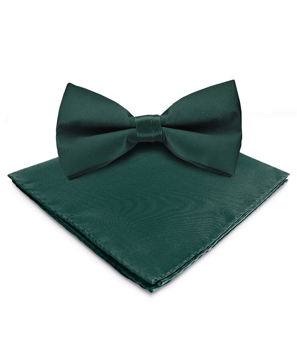 Solid Bow Tie & Pocket Square in a Box by Vittorio Farina (basic - bow - tie - hanky - hunter) for Independent Retail Stores by Dubal Brothers