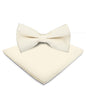 Solid Bow Tie & Pocket Square in a Box by Vittorio Farina (basic - bow - tie - hanky - ivory) for Independent Retail Stores by Dubal Brothers