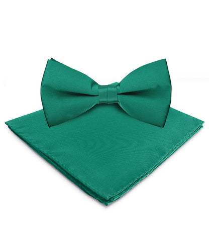 Solid Bow Tie & Pocket Square in a Box by Vittorio Farina (basic - bow - tie - hanky - kelly) for Independent Retail Stores by Dubal Brothers