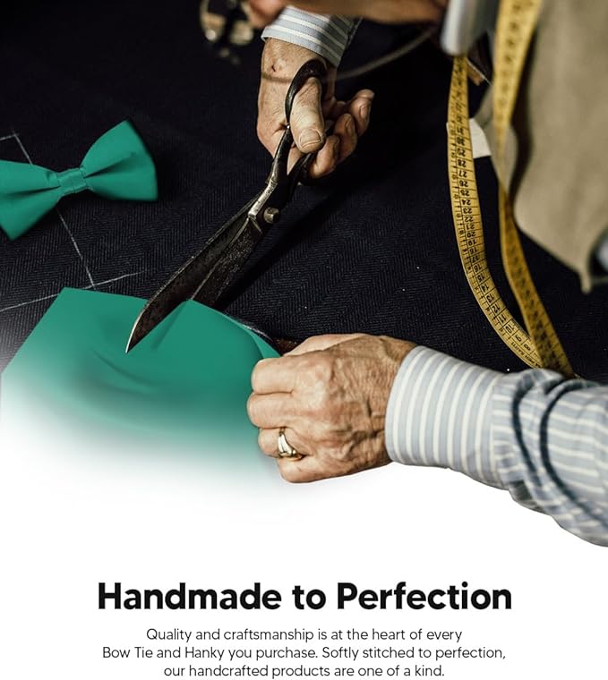 Solid Bow Tie & Pocket Square in a Box by Vittorio Farina (basic - bow - tie - hanky - kelly) for Independent Retail Stores by Dubal Brothers