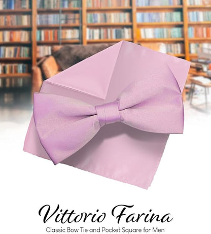 Solid Bow Tie & Pocket Square in a Box by Vittorio Farina (basic - bow - tie - hanky - lavender) for Independent Retail Stores by Dubal Brothers
