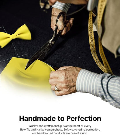 Solid Bow Tie & Pocket Square in a Box by Vittorio Farina (basic - bow - tie - hanky - lemon) for Independent Retail Stores by Dubal Brothers