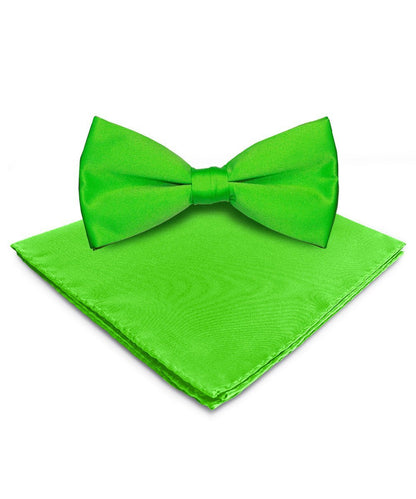 Solid Bow Tie & Pocket Square in a Box by Vittorio Farina (basic - bow - tie - hanky - lime) for Independent Retail Stores by Dubal Brothers