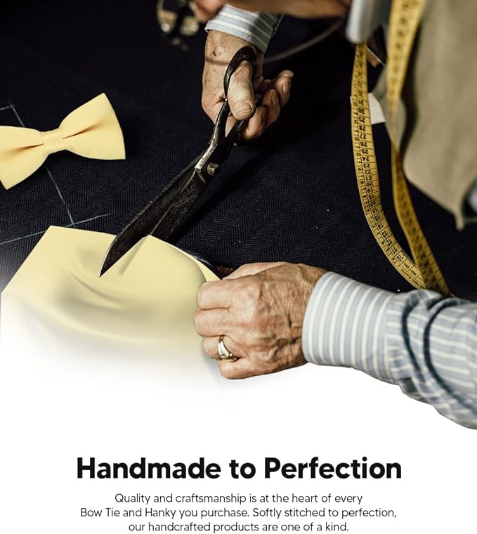 Solid Bow Tie & Pocket Square in a Box by Vittorio Farina (basic - bow - tie - hanky - maize) for Independent Retail Stores by Dubal Brothers