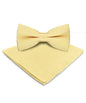 Solid Bow Tie & Pocket Square in a Box by Vittorio Farina (basic - bow - tie - hanky - maize) for Independent Retail Stores by Dubal Brothers
