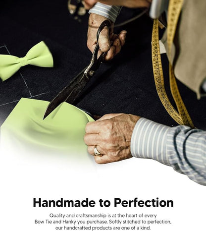 Solid Bow Tie & Pocket Square in a Box by Vittorio Farina (basic - bow - tie - hanky - mint) for Independent Retail Stores by Dubal Brothers