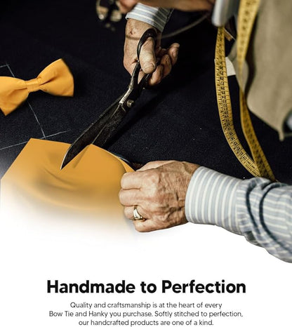 Solid Bow Tie & Pocket Square in a Box by Vittorio Farina (basic - bow - tie - hanky - mustard) for Independent Retail Stores by Dubal Brothers