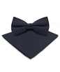 Solid Bow Tie & Pocket Square in a Box by Vittorio Farina (basic - bow - tie - hanky - navy) for Independent Retail Stores by Dubal Brothers