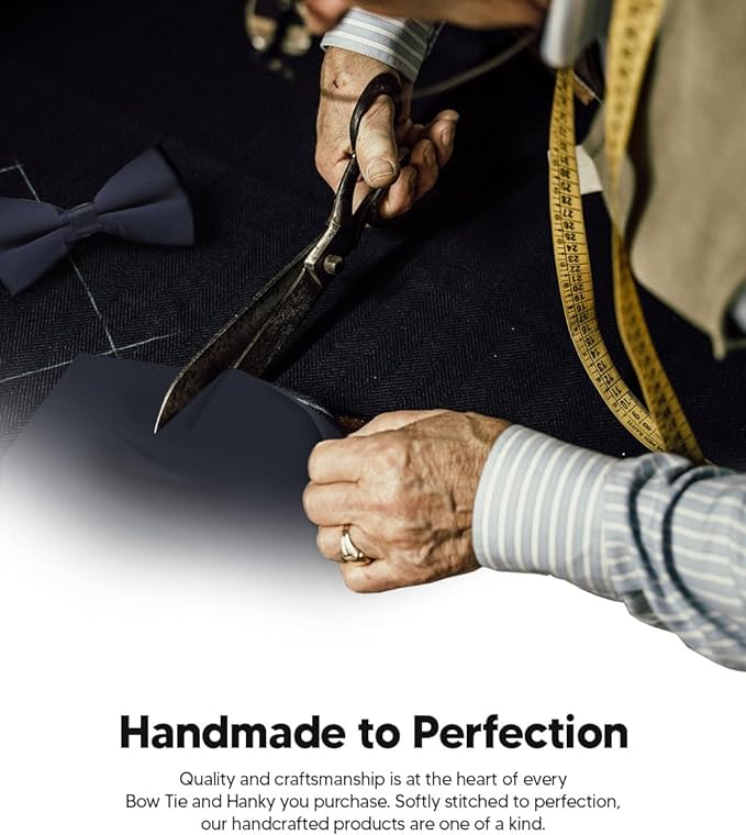 Solid Bow Tie & Pocket Square in a Box by Vittorio Farina (basic - bow - tie - hanky - navy) for Independent Retail Stores by Dubal Brothers