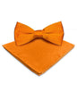Solid Bow Tie & Pocket Square in a Box by Vittorio Farina (basic - bow - tie - hanky - orange) for Independent Retail Stores by Dubal Brothers