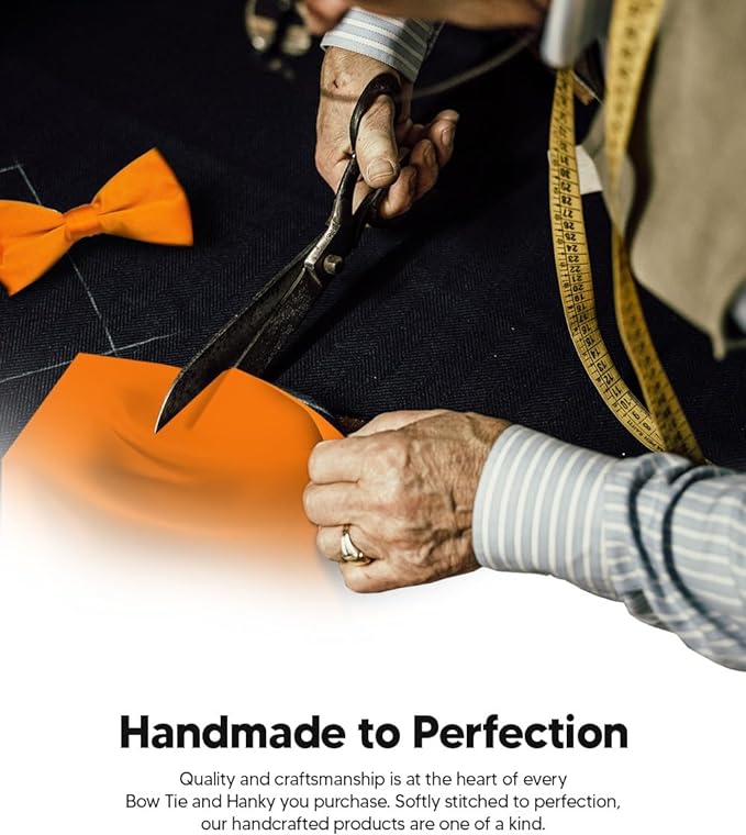 Solid Bow Tie & Pocket Square in a Box by Vittorio Farina (basic - bow - tie - hanky - orange) for Independent Retail Stores by Dubal Brothers