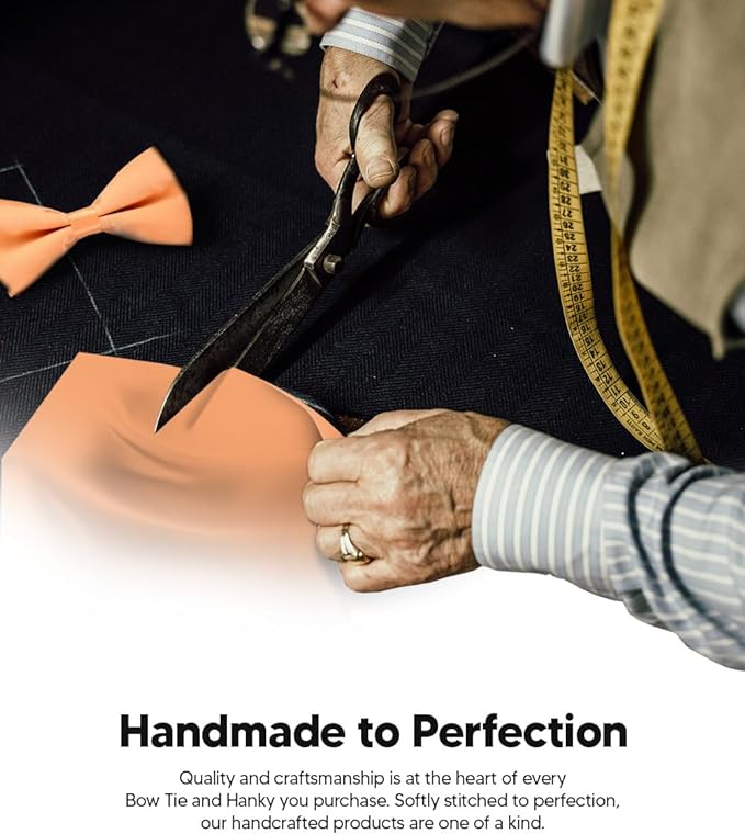 Solid Bow Tie & Pocket Square in a Box by Vittorio Farina (basic - bow - tie - hanky - peach) for Independent Retail Stores by Dubal Brothers